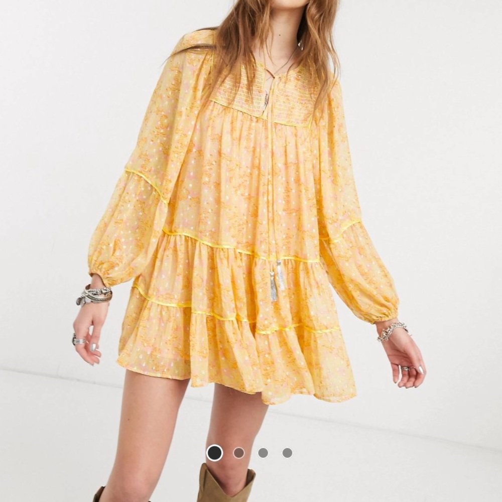 Free people balloon sleeve mini dress